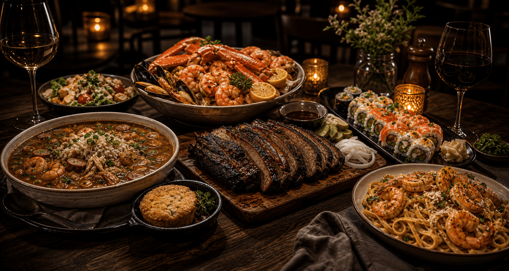 Premium restaurant table spread